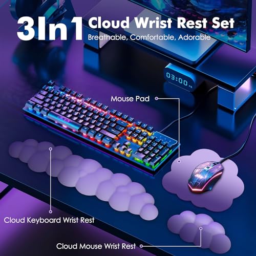 MoKo Cloud Wrist Rest for Keyboard and Mouse with Mouse Pad, Purple | Ergonomic Cloud Arm Keyboard Wrist Rest with Mouse Rest Wrist Pad, Durable Polyester, For Office, Gaming, Computer, Laptop - color: Gradient Purple