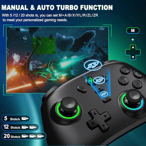 AXYBCOOL Wireless Bluetooth Switch Controller with Charger Station for Nintendo Switch/Lite/OLED/Switch 2 Pro Controller with Charging Dock, Hall Effect Joyticks Switch Remote for iOS/Android/ with Lighting/Turbo/Wakeup