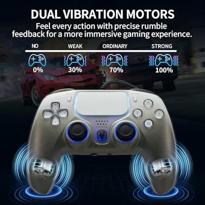 NBCP PS5 Wired Controller with Turbo, Hall Effect Triggers, Dual Vibration, 3.5mm Audio Jack Gamepad for PS5/PS4/PC/Steam Gaming - color: Grey