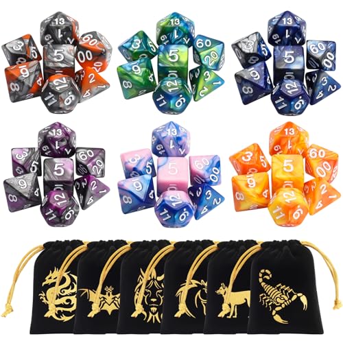 CiaraQ Polyhedral Dice Set - DND Role Playing Dice | Acrylic RPG Dice for Dungeons and Dragons MTG Table Games, Multi-color, 42pcs - color: Multi-color
