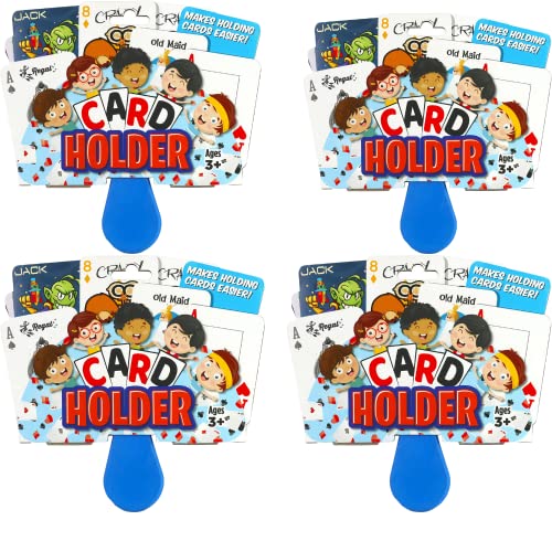 Regal Games 4 Pack Card Holders for Playing Cards - Kids Card Holder with Plastic Paddles - Ideal for Family Fun Game Night and Travel (Ages 3+) - color: 4 Pack