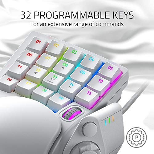 Razer Tartarus Pro Gaming Keypad: Analog-Optical Key Switches - Rapid Trigger - Adjustable Actuation - 32 Programmable Keys - Customizable Macros - Chroma RGB Lighting - Mercury White | Rapid Trigger, Adjustable Actuation, 32 Programmable Keys, Customizab