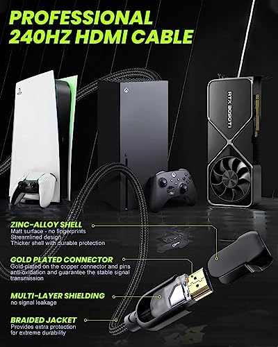 8K HDMI 2.1 Cable 10ft 48Gbps, Ultra High Speed HDMI Cable, 4K HD 120Hz 144Hz 2K 240Hz Gaming HDMI Cable 2.1 Certified, eARC HDCP 2.2&2.3 HDR 10+ Dolby Compatible with PS5/Xbox Series X/Apple TV 4K - size: 10 ft