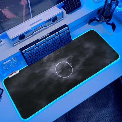 JMIYAV White RGB Gaming Mouse Pad 31.5x12 Inch PC XL Large Extended Glowing Led Light Up Desk Pad Non-Slip Rubber Base Computer Cool Mousepad Mat Desk Accessories Gaming Setup Storm Halo - color: Storm Halo