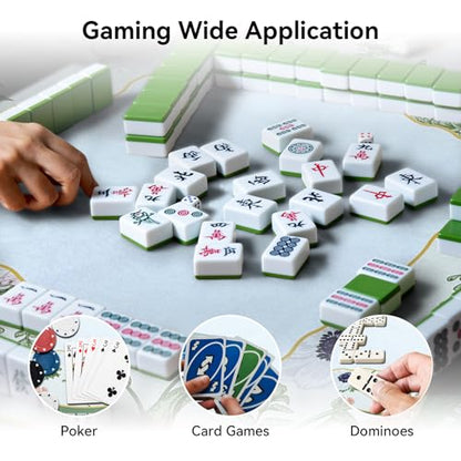 32.4x32.4 Inch Floral Mahjong Mat 3 MM Noise Reduction | Countryside Home Style Non-Slip No Creases with Tropical Plants Carrying Bag for Poker, Card, Board & Tile Games, Dominoes - color: Morandi Green