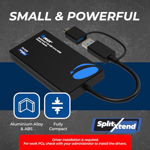 OREI SplitExtend 4K HDMI Splitter Extended Display for Dual Monitor - Multi-Monitor Display 3 Separate Screens - USB A & USB-C Adapter to HDMI 2.0, 4K@60hz, DisplayLink Driver MacOS, Windows | OREI SplitExtend 4K HDMI Splitter Extended Display for Dual Mo