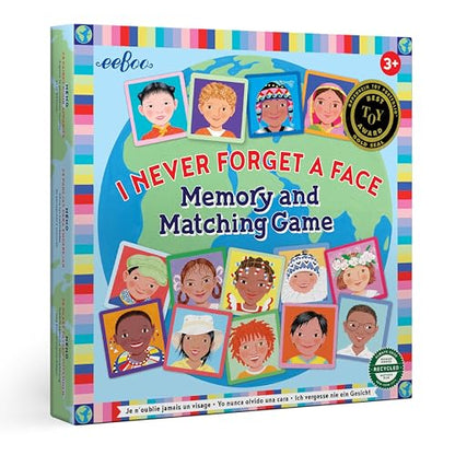 eeBoo I Never Forget a Face Memory & Matching Game, Ages 3+ for 1-4 Players | Game sharpens recognition, concentration & memory skills. Includes 48 tiles, 24 pairs. Engaging play for the whole family - style: I Never Forget a Face