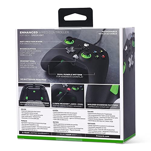 PowerA Enhanced Wired Controller for Xbox Series X|S - Green Hint, Officially Licensed for Xbox - color: Green Hint