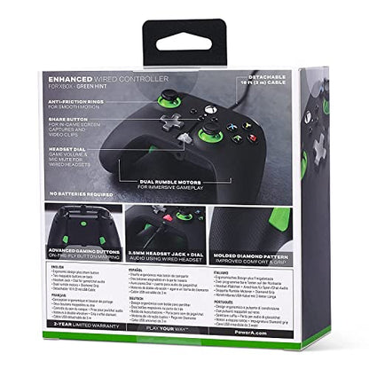 PowerA Enhanced Wired Controller for Xbox Series X|S - Green Hint, Officially Licensed for Xbox - color: Green Hint