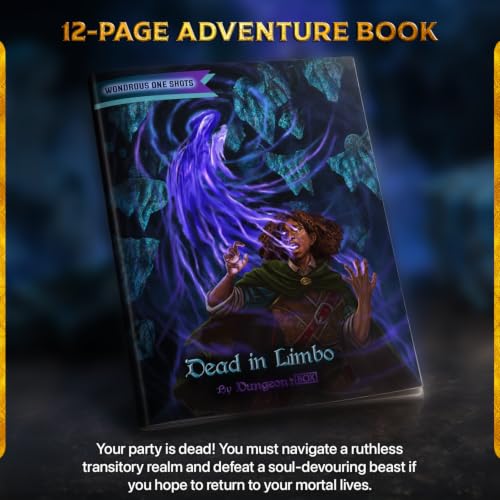 Dead in Limbo One-Shot Adventure Set – 5e RPG Module with XL Cyclone of Souls, 12-Page Adventure Book, 10 Skinny Minis, Bases & Premium Maps – Fantasy Roleplaying Game Accessory for Dungeon Masters