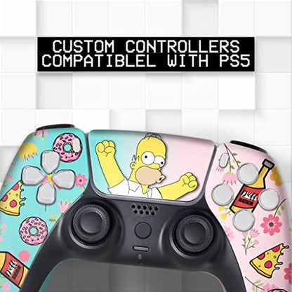 Simpsson Custom PS-5 Controller Wireless compatible with Play-Station 5 Console by BCB Controllers | Proudly Customized in USA with Permanent HYDRO-DIP Printing (NOT JUST A SKIN) (MODDED) - color: Simppson, size: Modded - Front & Back Print