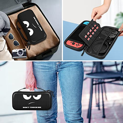 Fintie Carrying Case for Nintendo Switch / Switch OLED Model (2021) | Portable Travel Storage Bag, Shockproof Protective Cover, 10 Game Card Slots & Inner Pocket, Dont Touch - color: dont touch