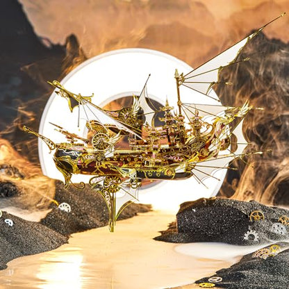 Piececool 3D Metal Puzzles, Nine Heavens Boat Models Kits to Build for Adults, Difficult Brain Teaser DIY Crafts Assemble Ship Building Kits Gifts for Man Women Family Time - color: Nine Heavens Boat