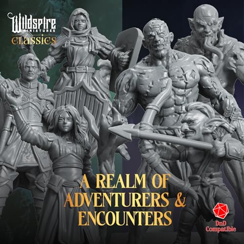 The Realm Set - Grey Version - 195 minis - Heroes, Monsters, NPC for DND Miniatures Bulk I 28mm Dungeon Dragons D&D Miniatures I DND Minis D&D Figures I Pathfinder, Realm Reforged
