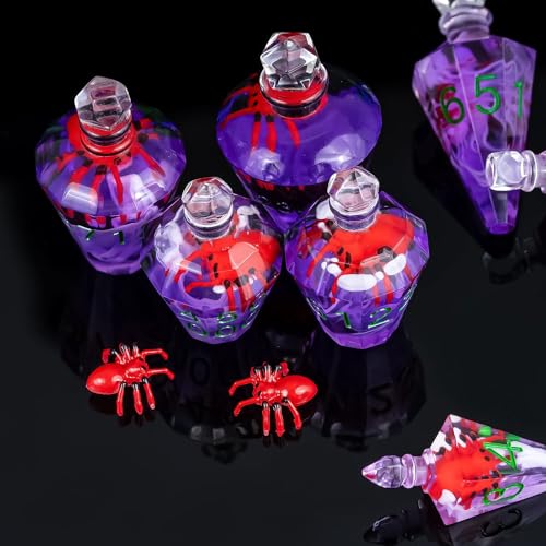 7PCS Potion DND Dice Set,Transparent Sharp Edge Die Set D&D RPG Polyhedral Dice,for Dungeons and Dragons TTRPG Games Roleplaying Games.(Purple with Spider) - color: Purple With Spider