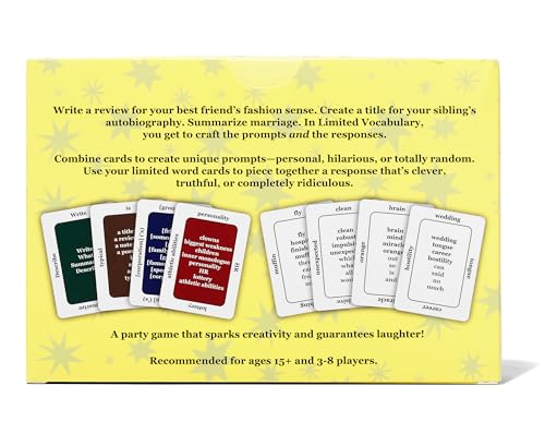 Limited Vocabulary – Hilarious Creative Word Game of Prompts, Replies, And Inside Jokes - Adult Party Game For Clever Minds And Word Nerds - Great For Family And Friends - Ages 15+, 3-8 Players