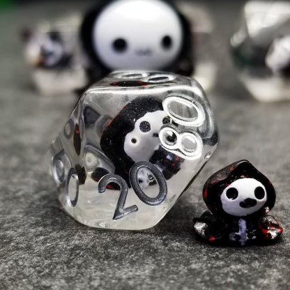 Sage's Portal Familiars and Reagents Resin DND Dice Set Polyhedral Dice Set for Dungeons and Dragons RPG Tabletop TTRPG (Baby Grim) - color: Baby Grim