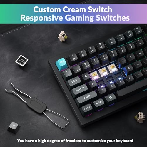 Keychron Q1 Ultra 8K 75% Wireless Mechanical Keyboard, Aluminum Hot-Swappable RGB, Banana Switch, 82 Keys, 600h Battery Life, 2.4GHz/Bluetooth/Wired, ZMK Programmable, Mac Windows Linux – Black - color: Keychron Silk POM Switch - Banana