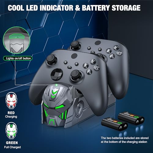 CYOYPPY Upgraded Controller Charger Station Compatible with Xbox One/Xbox Series X|S Controller with Rechargeable Battery Packs (Grey) Xbox 360 Batterie - style: Duo Charger Grey