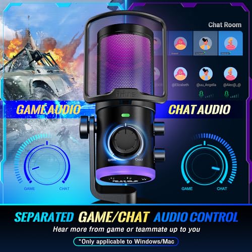 FIFINE Gaming USB Microphone with Studio Monitor Headphones Set, USB Streaming Mic with RGB, Noise Cancellation for PS4/PS5, Podcast Streaming Headset Kit with 3.5mm or 6.35mm Jack on PC/Mixer(AM6+H8)