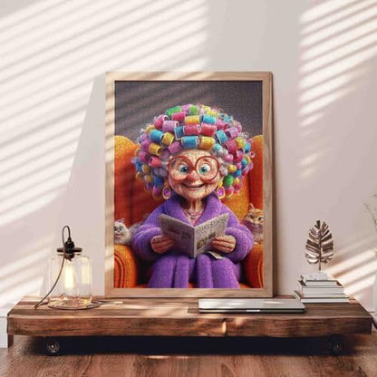 Old Grandma Puzzles 1000 Pieces for Adults Ladies Grandma Puzzles Intellectual Fun Best for Family Game Play Collection 19.7 x 27.6 Inch - color: Old Woman-a09