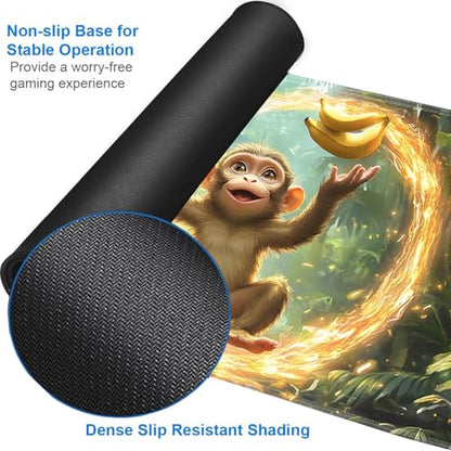 for MTG Game Playmat - 24 x 14 inches with Dices and Storage Bags, Non-Slip Base for TCG and Board Game Card Mats, Trading Card Games Mat, Monkey Playing with Bananas Collectible Card Playmats - color: Jv-playmat-p7-1-g191