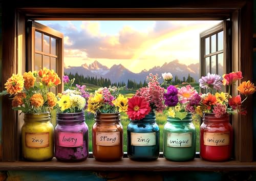 Christian Puzzles for Adults 500 Pieces, Bible Jesus Puzzle with Inspirational Verses, Religious Jigsaw Puzzles 500 Pieces for Seniors Family Game Night, Include Poster & A-F Letter Back, 23"x15" - color: Flowers Jars 500