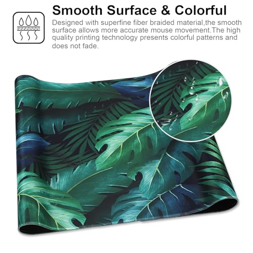 XXL Gaming Mouse Pad 35.4x15.7 Professional Large Mouse Pad & Computer Game Mouse Mat-90x40 Greenleaf - color: 90x40 Greenleaf, size: 35.4x15.7x0.1IN