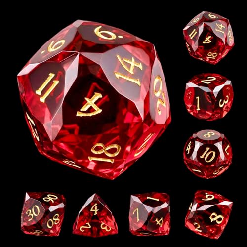 Multifaceted Resin DND Dice Set 7 PCS Polyhedral Role Playing Dice for Dungeons & Dragons, Pathfinder, RPG and Tabletop Games(RED) - color: Multifaceted -Red