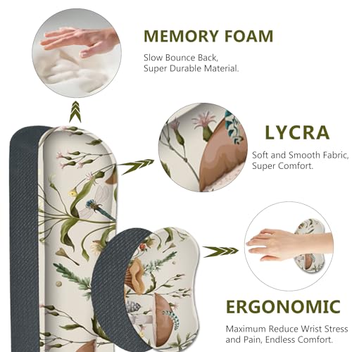 AIMSA Large Gaming Mouse Pad Set, Keyboard Wrist Rest Support+ Extended Mousepad+ Mouse Wrist Cushion+Coaster, Ergonomic Multifunctional Desk Mat 35x15.7in, Mushroom Plant Garden - color: Mushroom Plant Garden