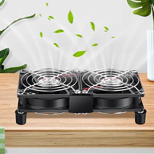 Wathai 80mm x 2 Computer Fan with AC Plug Variable Speed Controller | Dual Ball Big Airflow AC 110V 120V for PlayStation Router Laptop PC Receiver DVR Xbox Modem AV Cabinet Electronics Cooling