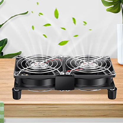 Wathai 80mm x 2 Computer Fan with AC Plug Variable Speed Controller | Dual Ball Big Airflow AC 110V 120V for PlayStation Router Laptop PC Receiver DVR Xbox Modem AV Cabinet Electronics Cooling