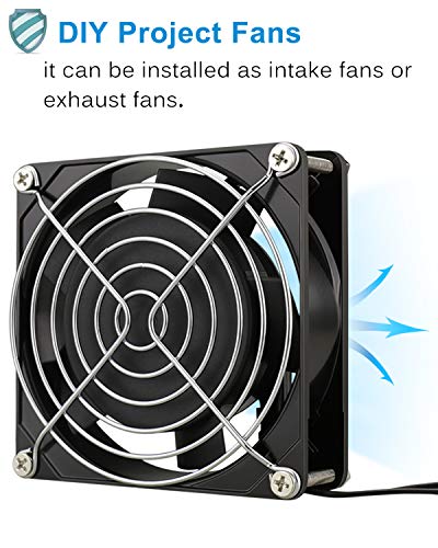 GDSTIME AXIAL 9225 Muffin Fan, 120V AC 92mm x 25mm, Dual Ball Bearing | 110V 115V, 120x120x25mm, Aluminum Frame, High Speed, for Freezer Compressor, Electronics Cabinet Cooling Ventilation Exhaust - size: 92x92x25mm