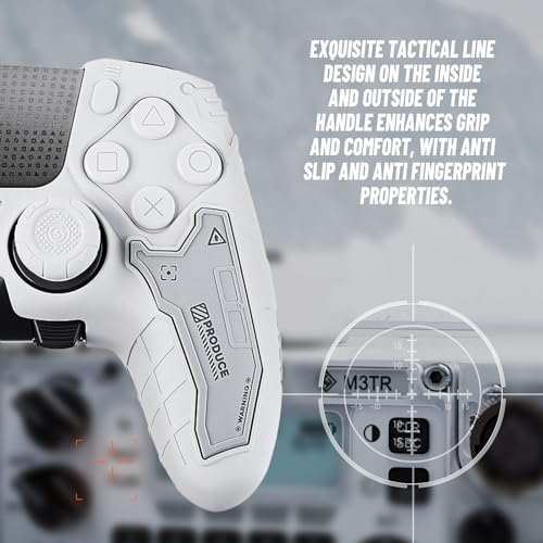 Tactical Skin Set for PS5 Edge Controller, Anti-Slip Silicone Protective Cover Skin Case Compatible with PS5 Edge Wireless Controller with 2 Thumb Grip Caps - Dawn White - color: Dawn White