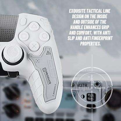 Tactical Skin Set for PS5 Edge Controller, Anti-Slip Silicone Protective Cover Skin Case Compatible with PS5 Edge Wireless Controller with 2 Thumb Grip Caps - Dawn White - color: Dawn White