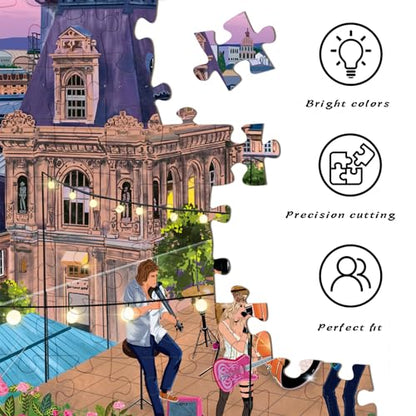 HUADADA Puzzles for Adults 1000 Pieces -Romantic Sunset & Music Band Themed Jigsaw Puzzle 1000 Pieces,Family Interactive Game & Wall Art Gift - color: Romantic Sunset & Music Band Themed