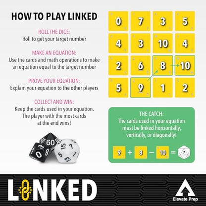 Elevate Prep Linked Math Game | The Game of Quick Thinking and Number Linking | Fun and Engaging Math Activity for Kids Ages 7+ | Practice Addition, Subtraction, Multiplication, and Division