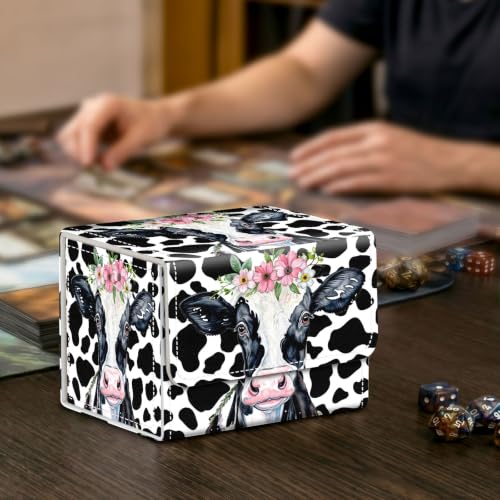 Card Deck Box for MTG Trading Cards with Magnetic Closure,Premium Card Storage Box Case Cover for TCG CCG Magic Cards,Cow Prints - color: Cow Prints