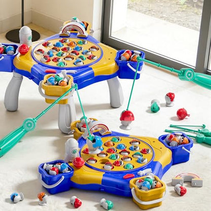 Magnetic Fishing Game for Kids Toddlers Ages 1-3 3-5 5-7, Blue | Fish Toy Board Game for Kids 3 4 5 6 7 8 Years Old, 70 Pcs Fishing Table Toys Fish Catch Game Birthday Gifts for Boys Girls - color: Blue