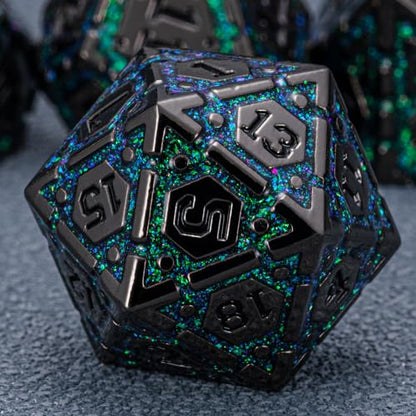 DND Metal Dice Set, Polyhedral Dice Set for RPG D&D Dice with Cracks Dungeons and Dragons Dice Set for RPG TTRPG D&D Die with Gift Case(Black Nickel Dark Green) - color: Black Nickel Dark Green