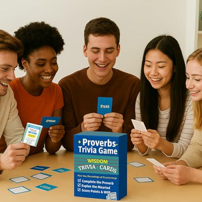 Proverbs Trivia Games, Questions with Answers & Meanings | Fun Family Party Board Games, Team Game Night, Educational Trivia Card Game, Improves Wisdom