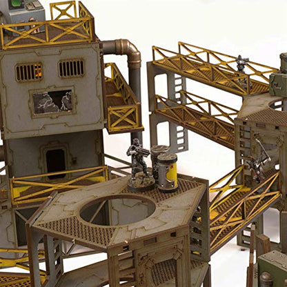 War World Gaming Industry of War Battlefield Kit 6 – Unpainted – Wargaming 28mm Terrain Model Diorama Scenery Sci-Fi Battle Tabletop Warfare Destroyed Wargame RPG - size: Unpainted