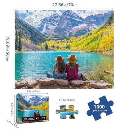 Autumn Mountain Lake Puzzles for Adults 1000 Pieces,27.5x19.7in | National Park,Challenging Landscape Puzzle for Game Nights Family,Dust-Free,HD Poster - color: Autumn Mountain Lake