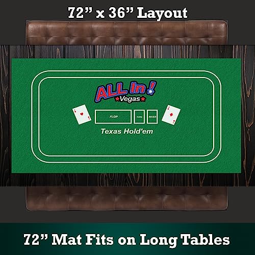 STERLING Games Poker Blackjack Craps Felt Layout, 72" x 36" Double Sided Mat for Casino Style Home Gaming Table Top Cover Cloth Mat