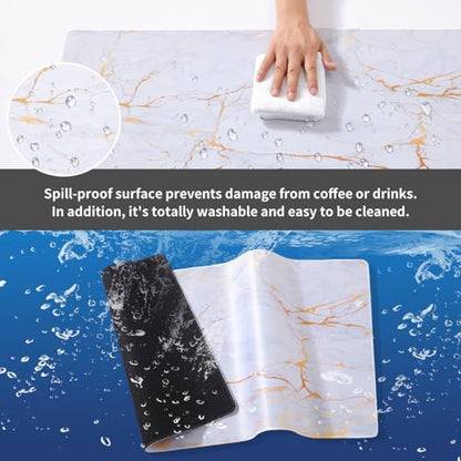 Big Mouse Pad Gaming, Stitch Mouse Pad, Pad for Keyboard and Mouse, Large Mouse Mat, Spill-Proof Surface and Anti-Skid Base, XXL 31.5” x 15.8” 80 x 40cm - color: Marble Beige1, size: 31.5L x 15.8W inches