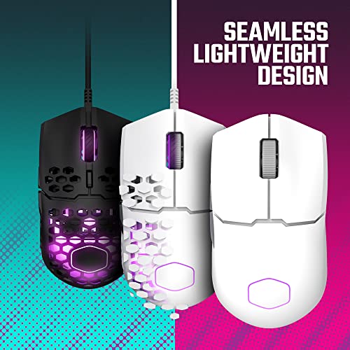 Cooler Master MM712 Wireless Gaming Mouse White with Adjustable 19,000 DPI, 2.4GHz and Bluetooth, Ultraweave Cable, PTFE Feet, RGB Lighting and MasterPlus+ Software - style: MM712 Wireless White