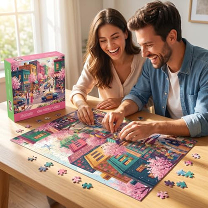 Nattork Jigsaw Puzzles 1000 Pieces for Adults, Families (Sakura Strasse) Pieces Fit Together Perfectly - color: Sakura Strasse