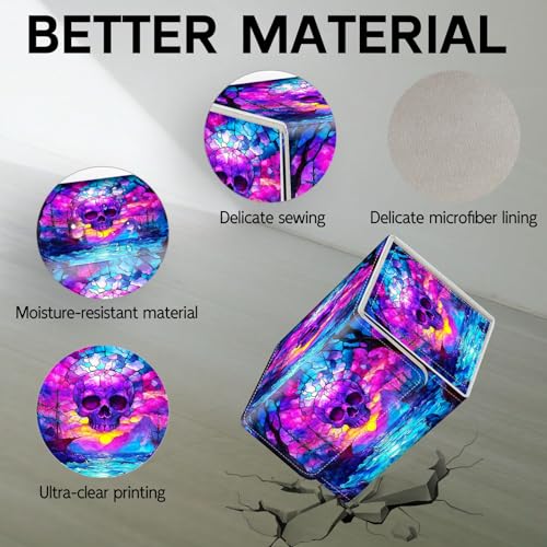 Trading Card Storage Box, Holds 100+ for MTG Cards, Premium PU Leather with Magnetic Closure, Stained Glass Skull Over Sea Durable Deck Box for Magic the Gathering, Trading Card Games - color: Stained Glass Skull Over Sea