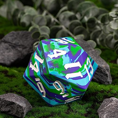55mm Silicone D20 DND Dice, Large D20 Single 20 Sided D&D Dice | Soft & Comfortable Touch, Perfect Bouncer, Gift Box, Compatible with Dungeons and Dragons RPG Bar Pub Club Party Games - color: Tricolor Camo