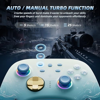 Mytrix Wireless Switch Pro Controllers with Charging Dock, Bluetooth Controller for Nintendo Switch/Lite/OLED with Hall Effect Joysticks & Trigger, Compatible with PC/iOS/Android/Steam (Aqua Blue) - color: Blue